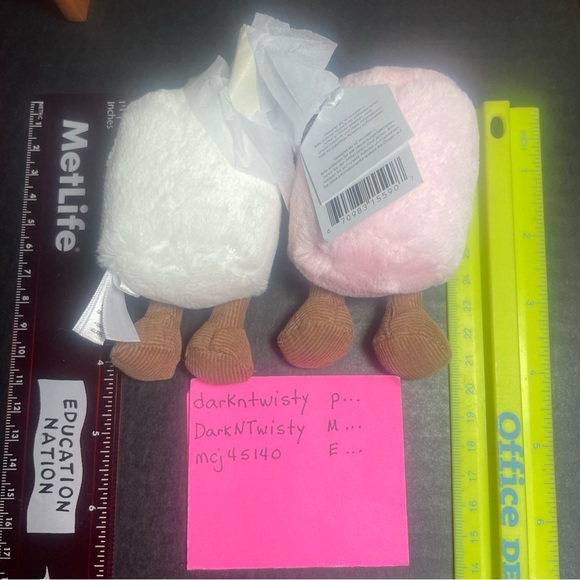 BNWT JELLYCAT I AM AMUSEABLE PAIR OF MARSHMALLOWS BAG CHARM KEYCHAIN - Picture 5 of 13